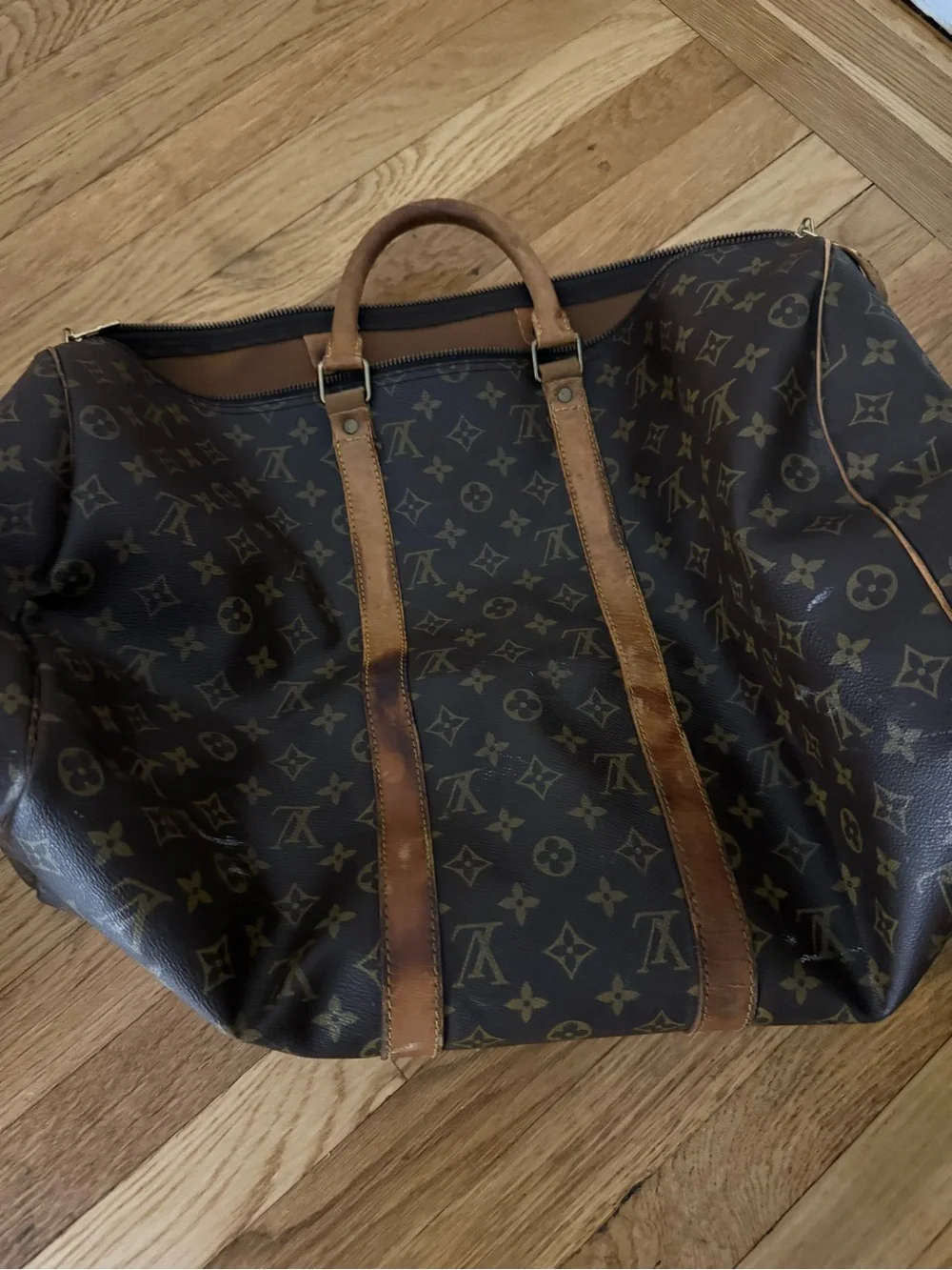 Louis Vuitton Monogram Canvas Duffel with Tan Leather Handles